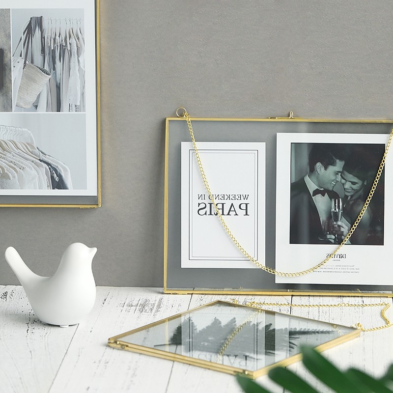 Nordisk luksusstil gull messing vegghengende ramme plakatramme veggfotorammer for bilderamme gullramme bordplate