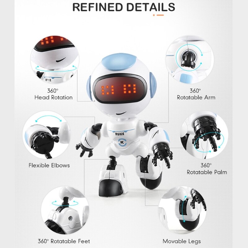 Kids Touch Control Smart Mini Robot LED Eyes Voice DIY Rotated Body Gesture Model Children Early Educational Toys