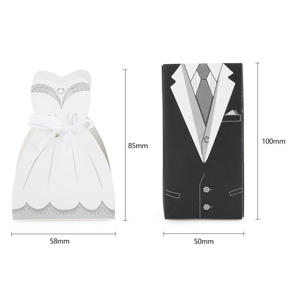 50pcs Wedding Favors Bride Groom Dress Candy Boxes Beautiful DIY Fine Workmanship Event Party Decor Supply