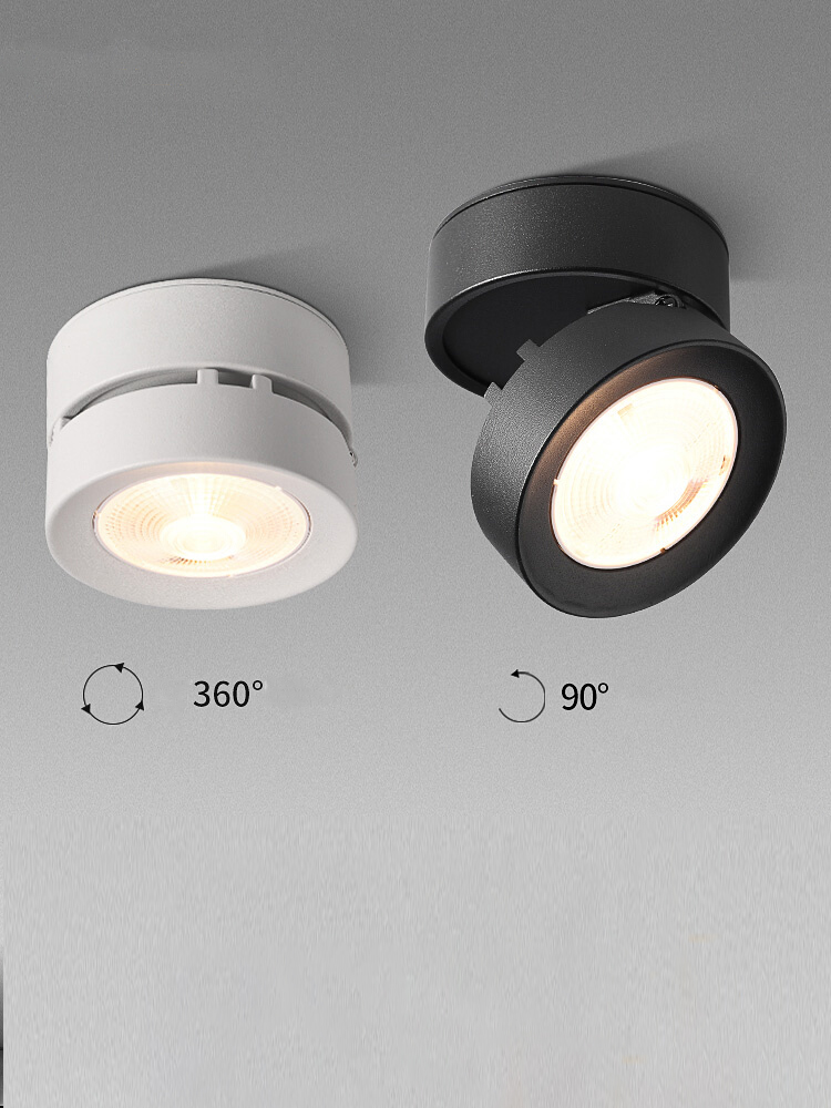 Spot led downlight sammenleggbar taklampe led spotlight 7w 12w 15w utenpåliggende aluminium takspotter lampe for hjemmebedrift