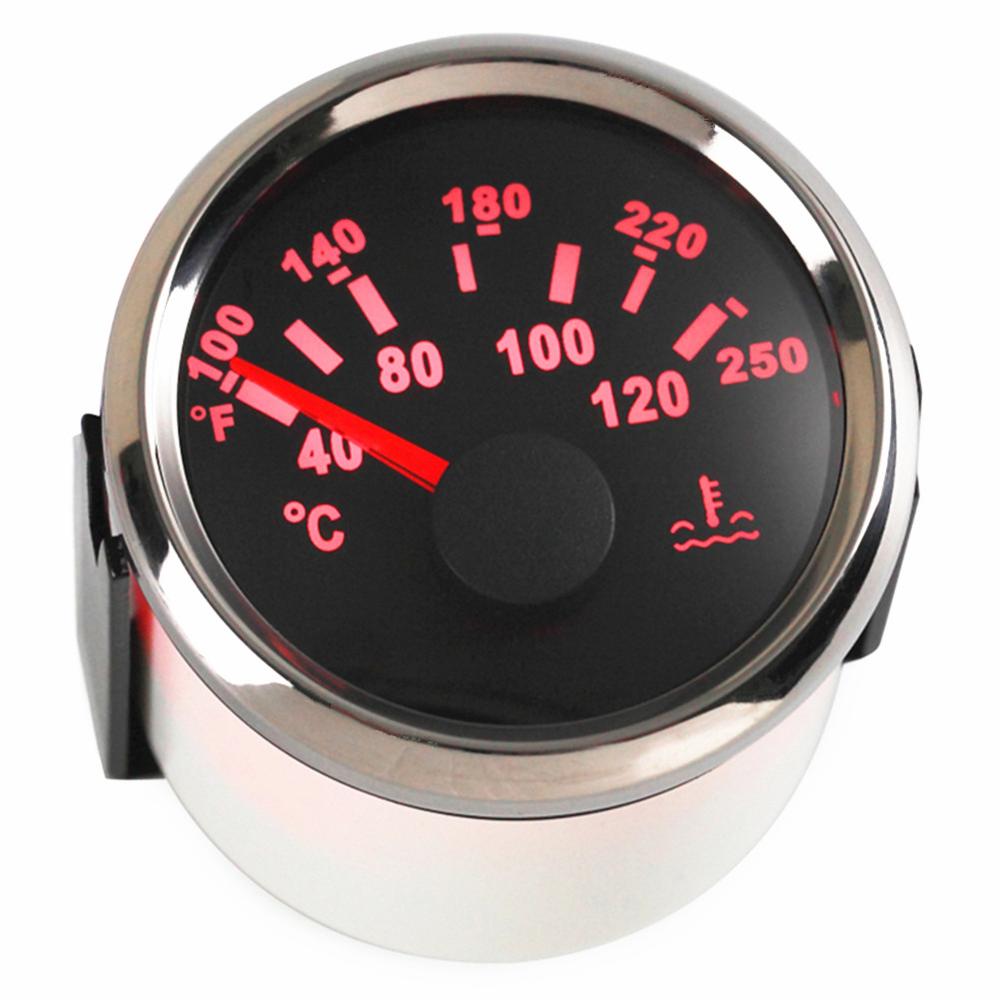 1 Pc 52 Mm Pointer Water Temp Meters 40-120 ℃ Water Temperatuur Meter 287.4 ~ 22.4ohm 100-250 Fahrenheit Graden Voor Auto Boot Truck