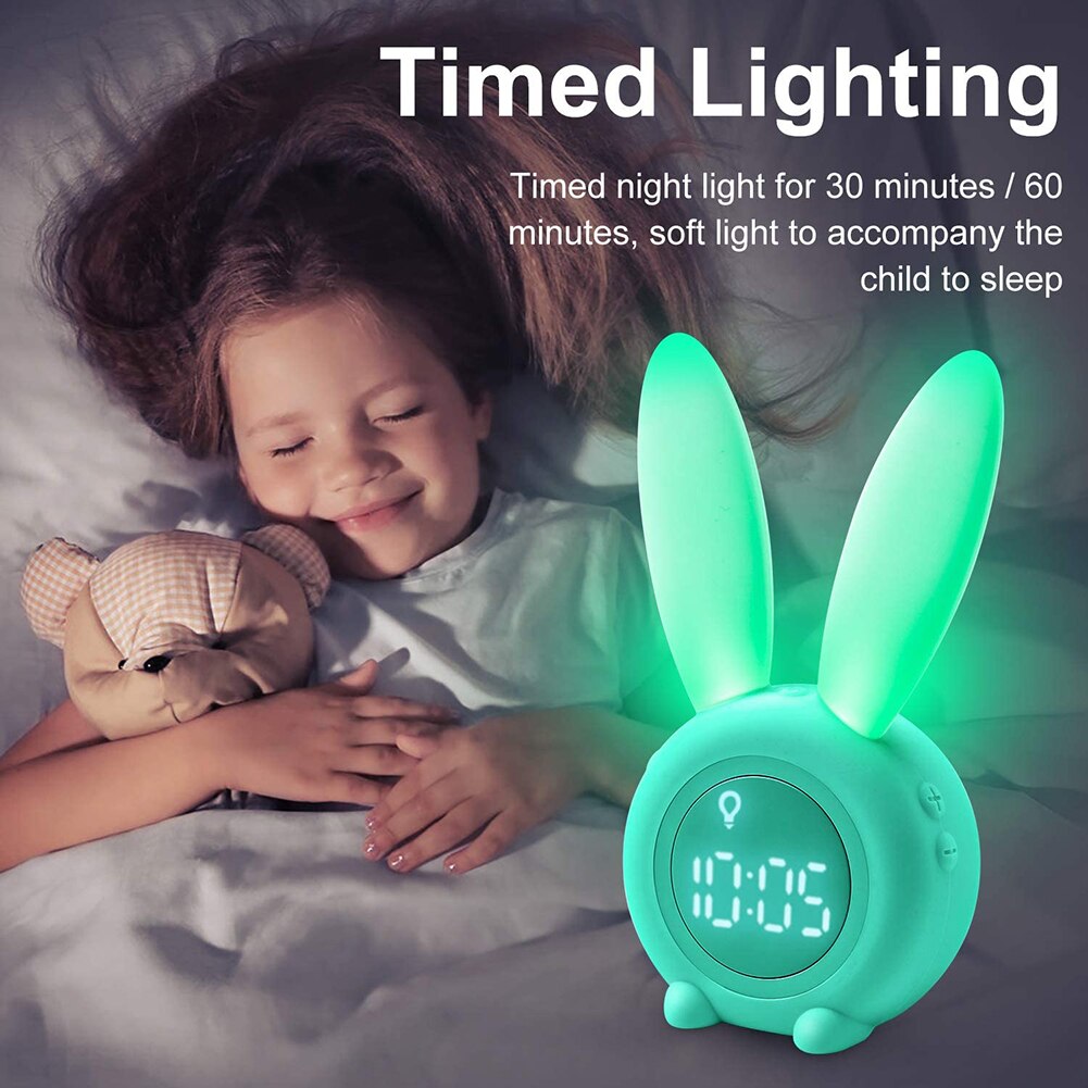 Horloge de Table intelligente LED pour enfants, lapin mignon, alarme de sommeil, fournitures ménagères, veilleuse, réveil