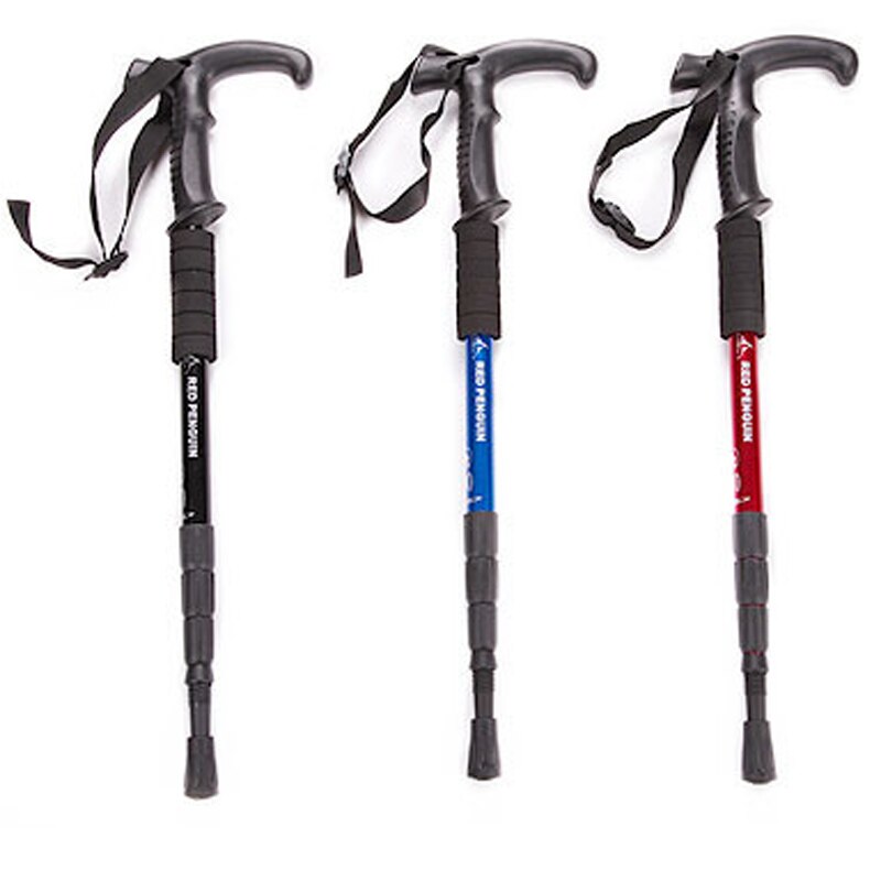 Alpenstock aluminum collapsible T-handle Nordic walking sticks for men and women multifunction alpenstock