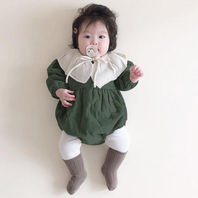 Winter Baby Meisjes Jongens Bodysuits Baby Solid Thicken Corduroy Lange Mouwen Warm Jumpsuit Trui Herfst Babybodysuit