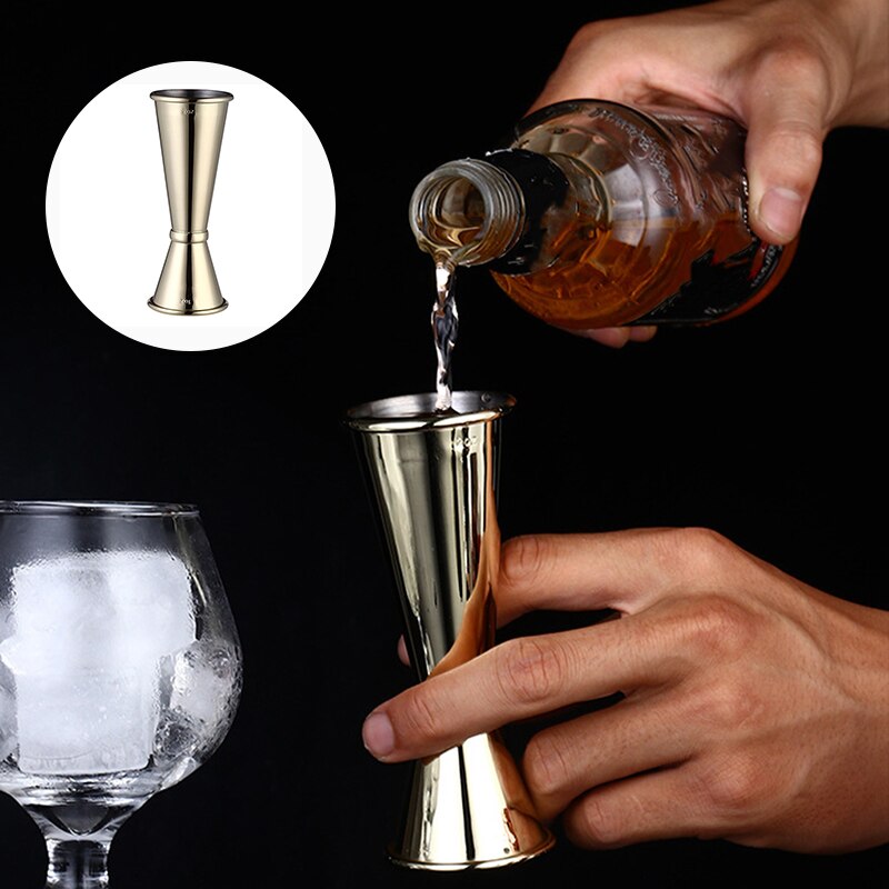Jigger de barra de cóctel, vaso de medición de doble espíritu de acero inoxidable, japonés, accesorios para Bar y Casa, 1 unidad