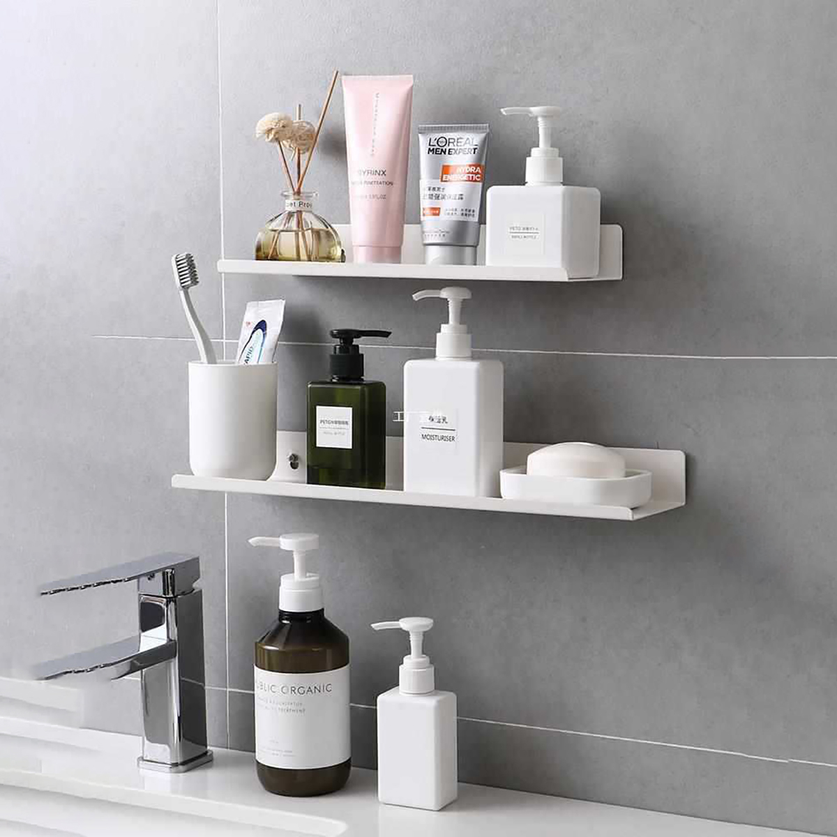 Schwebende verwöhnen für sterben Wandaufbewahrung Arbeitszimmer-Wohnzimmer-DIY-Regal, Dekoratives Regal, Metall-Aluminium-Material, Dekoration, Einlagiges Regal, Badezimmer-WC-Wandregal