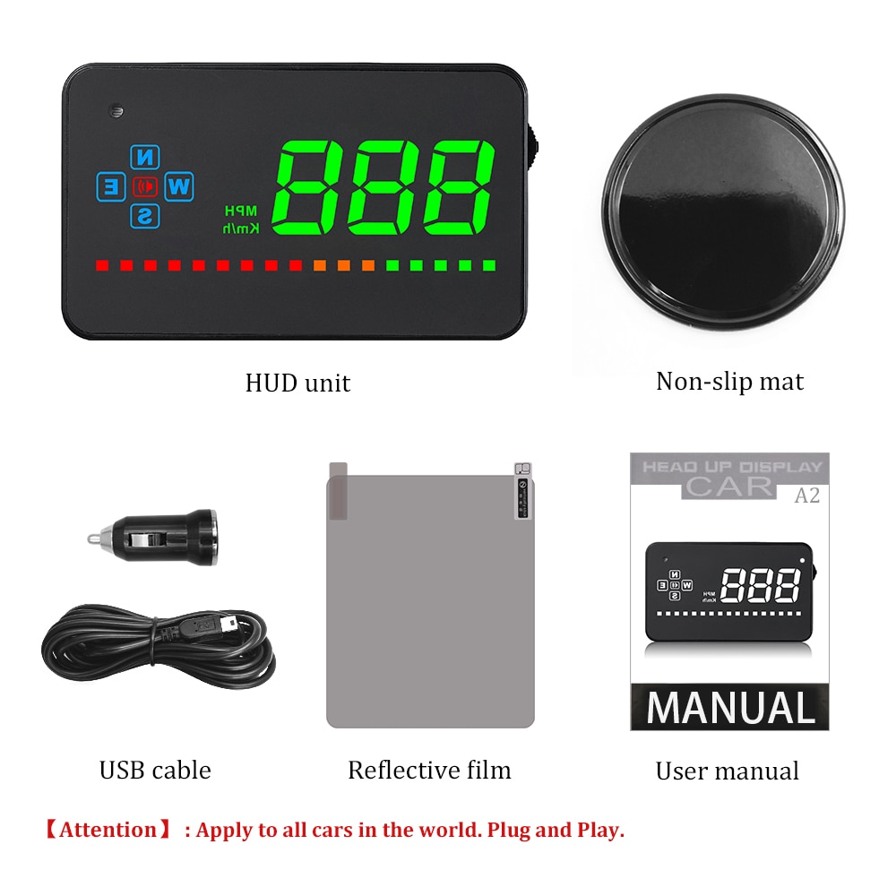 A2 Car HUD Head Up Display Car Speed Windshield Projector GPS Digital Head Up Display