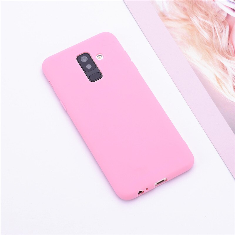 Silicone Case For Samsung Galaxy A6 case SM A600 A600F Candy Soft Case For Samsung A6 Plus cover A605 A605F funda: For A6 2018 / Pink