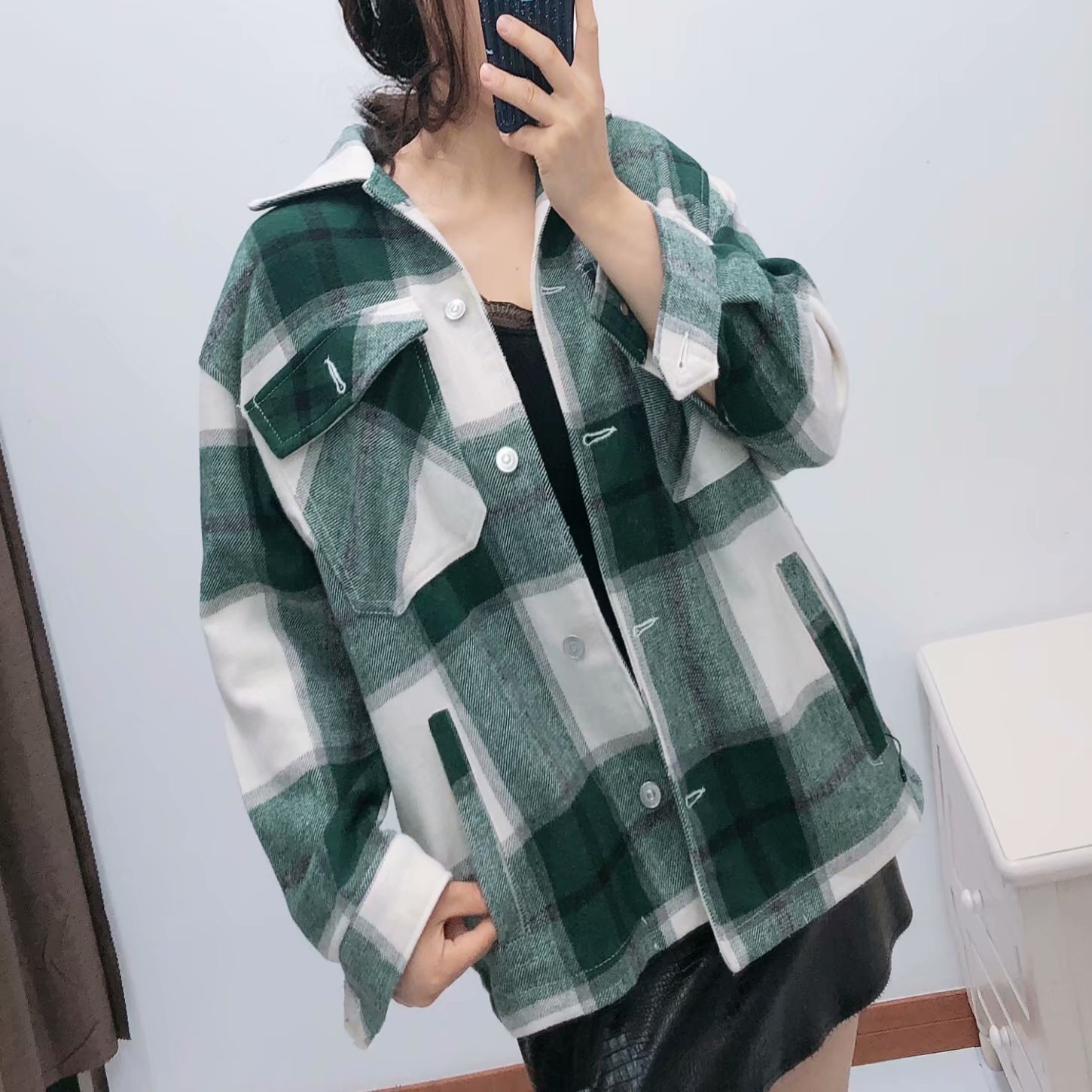Winter coats and jackets women cute plaid jacket loose korean jackets ladies oversized jacket winter coats female Autumn