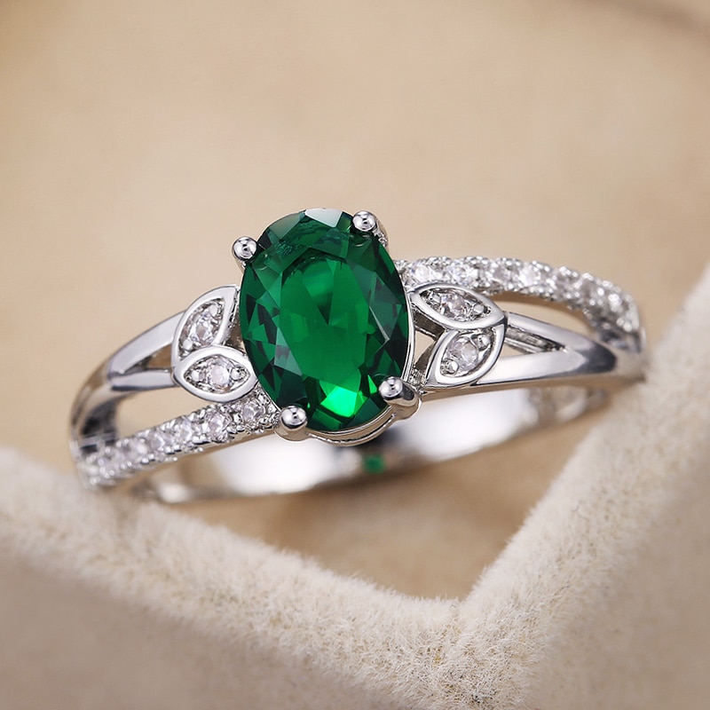 Huitan Mode Engagement Vinger Ringen Voor Vrouwen 3 Kleuren Beschikbaar Voorstel Ring Voor Vriendin Exquisite Anniversary: 6 / green
