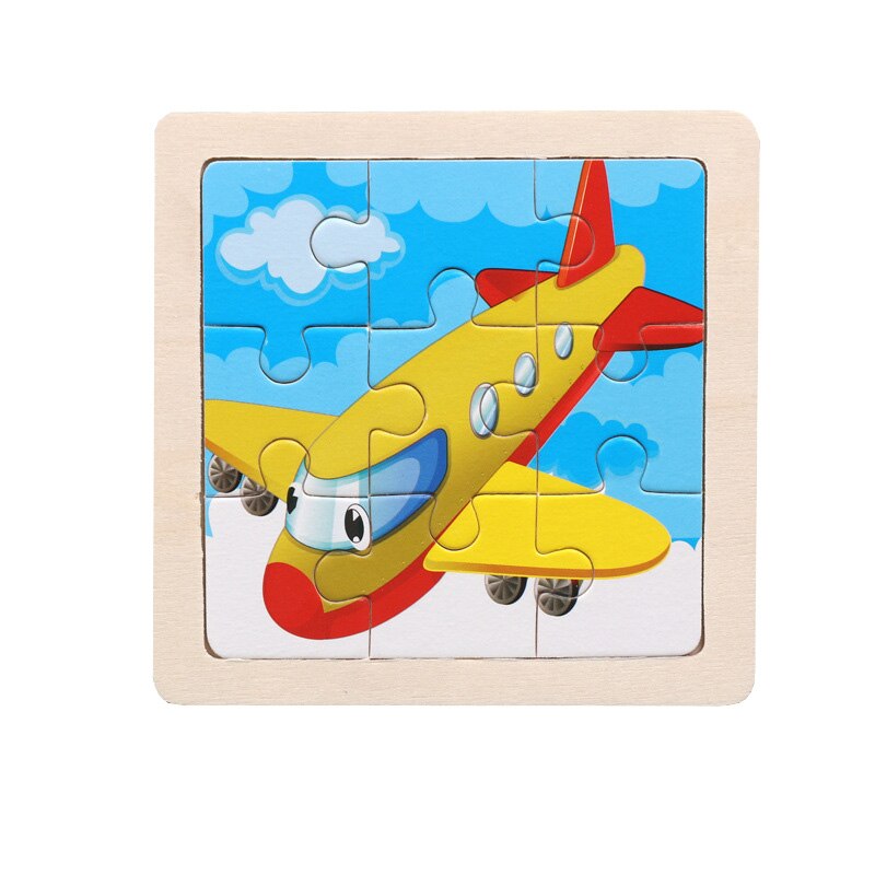 Intelligence Kids Toy Wooden 3D Puzzle Jigsaw Tangram for Children Baby Cartoon Animal/Traffic Puzzles Educational Learning Toys: Aircraft