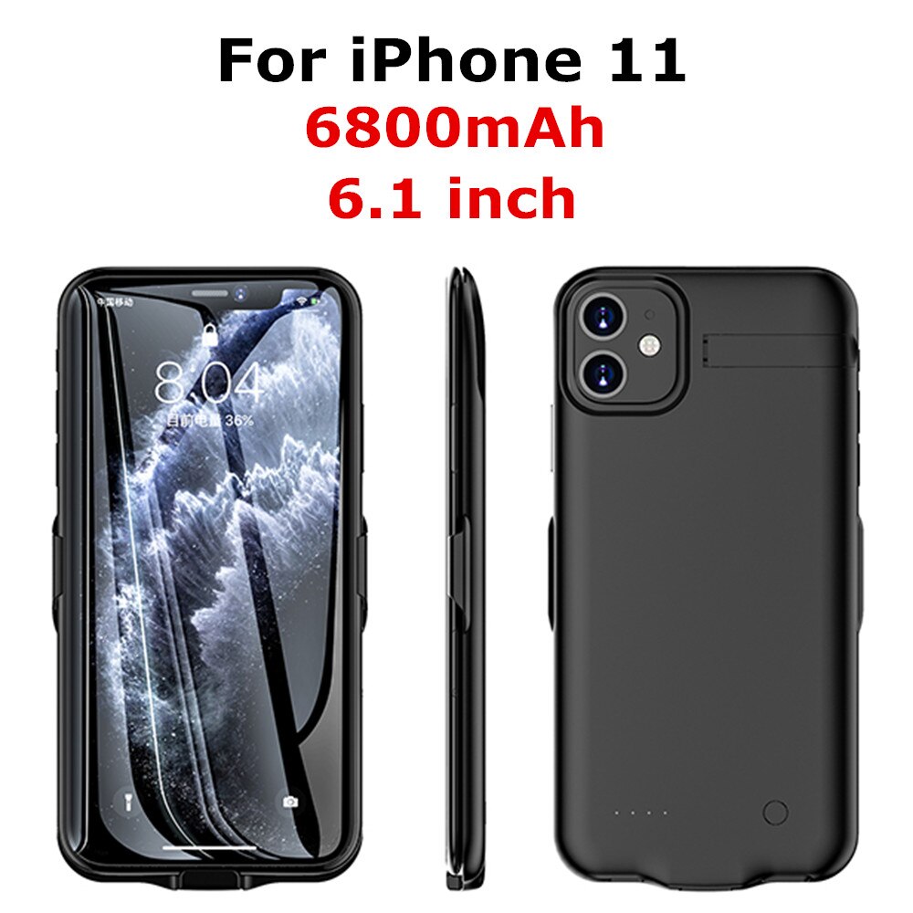 Ultra Slim Powerbank Case Voor iPhone 11 Pro Battery Case Backup Power Bank Batterij Oplader Voor iphone 11 Pro max Power Case: Black for iPhone 11