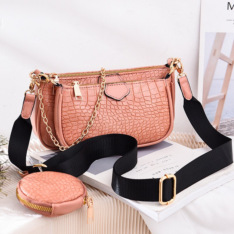 Vrouwen Chain Crossbody Tas Voor Vrouwen Zacht Lederen Schoudertas Messenger Bags Vrouwelijke Handtas En Portemonnee: Roze