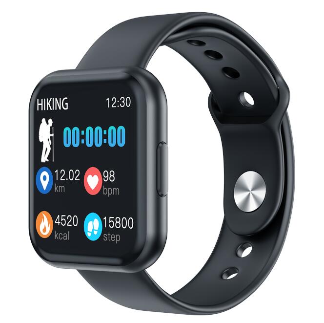 Montre intelligente Android montres pour femmes Bracelet de Fitness hommes SmartWatch moniteur de fréquence cardiaque Sport Bracelet pour iphone Pk P80 P70: Silica Gel Black