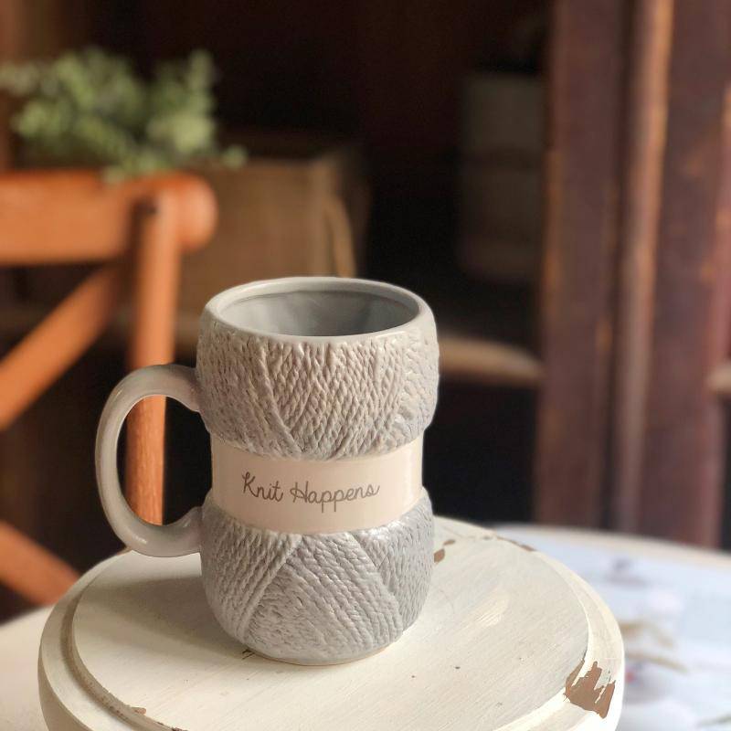 Kreative Bunte Wolle Keramik Becher kaffee becher Milch Tee büro Tassen Getränk sterben Beste geburtstag: grau