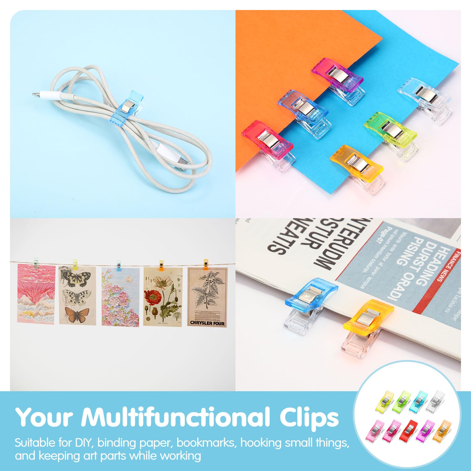 Clips de costura multiusos Clips coloridos plástico DIY almacenamiento posicionamiento Patchwork herramientas para acolchar Clips de seguridad surtidos