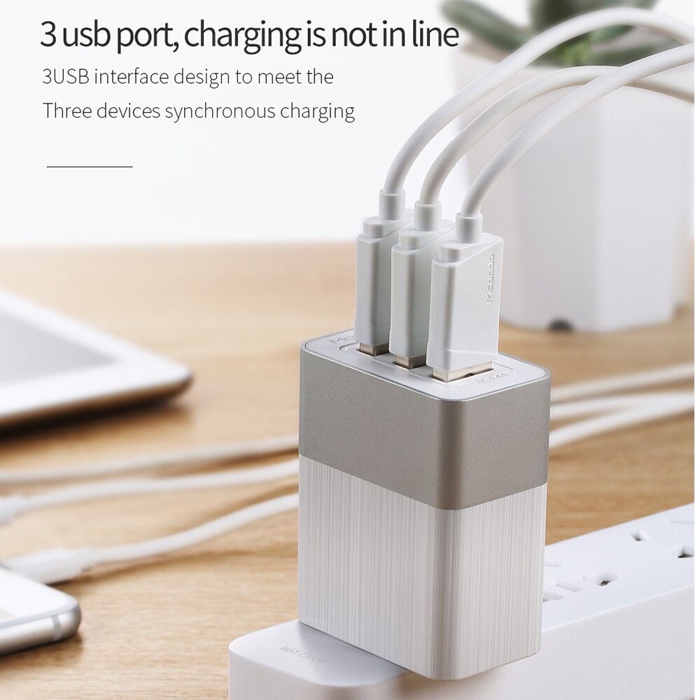 Mcdodo USB Charger EU/US/UK 3 in 1 Universele Reizen Mobiele Telefoon USB Lader Snelle 3.4A Opladen wall Charger Voor iPhone Huawei