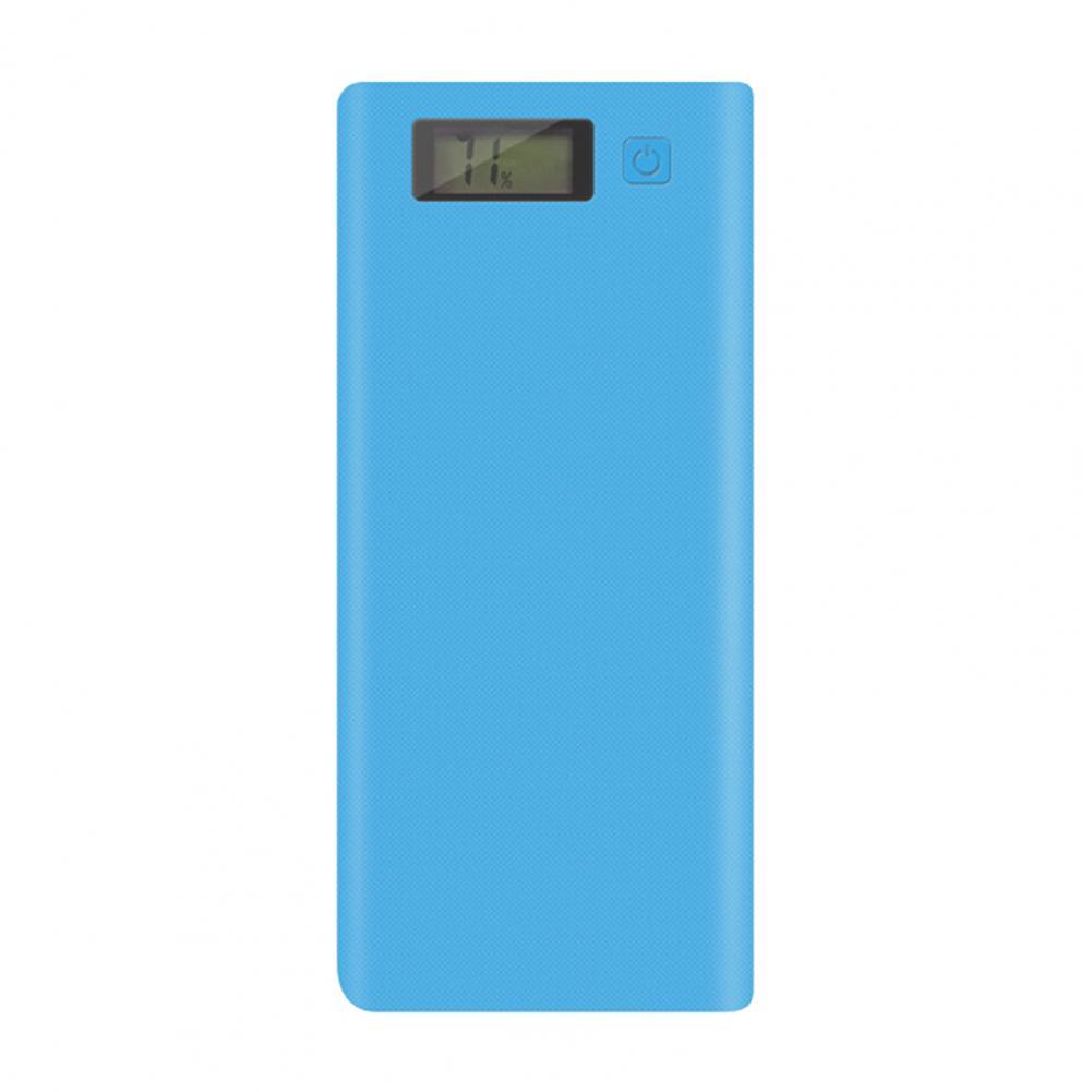 Praktische powerbank-hülle aus kunststoff, tragbare powerbank-box mit komfortablem griff, 2 usb-anschlüsse , 8 x akkus 18650 mobile powerbank: Blau