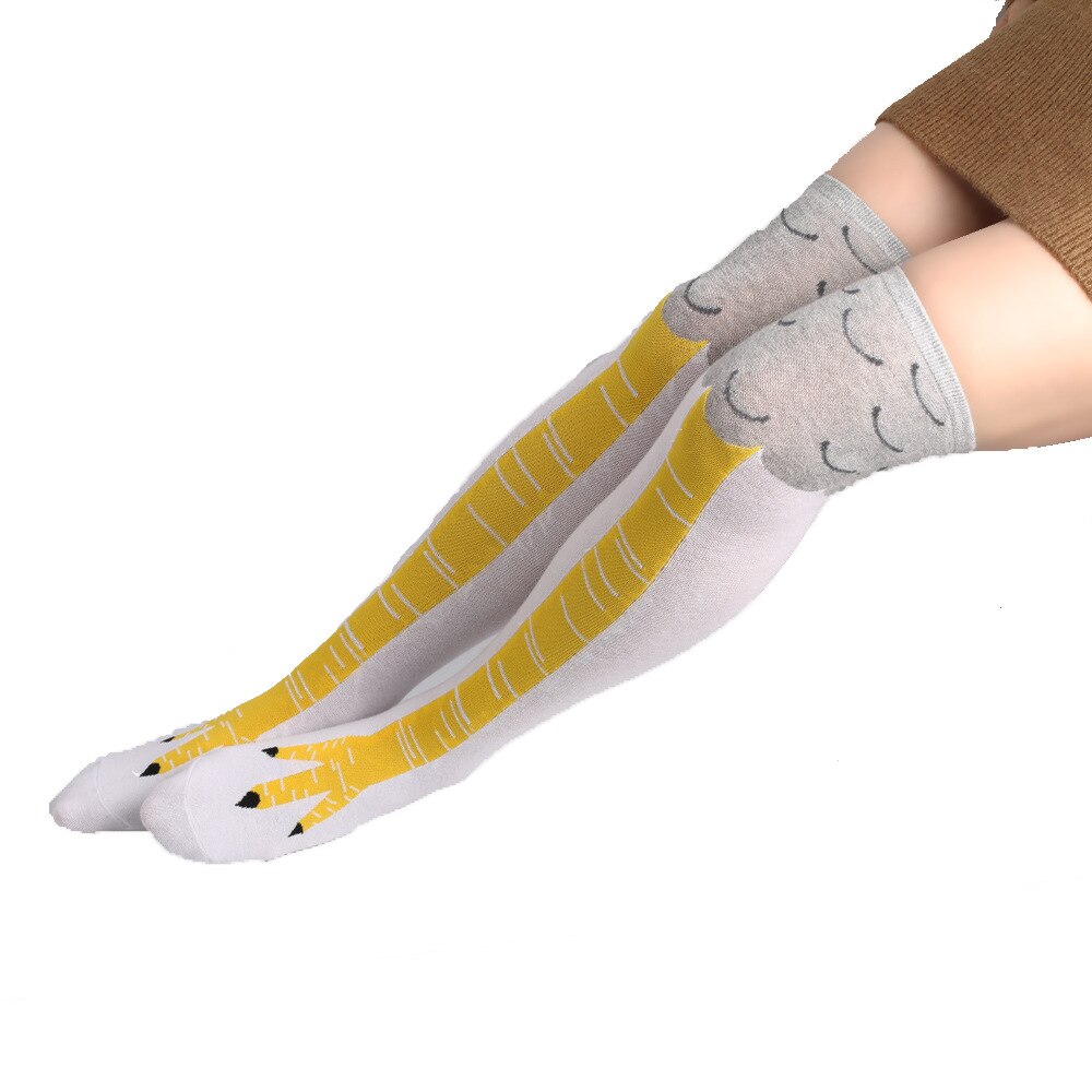 Winter Autumn Women 3D Chicken Print Socks Funny 3D Cartoon Thigh High Sock Cute Ladies Thin Toe Feet Socks Cosplay