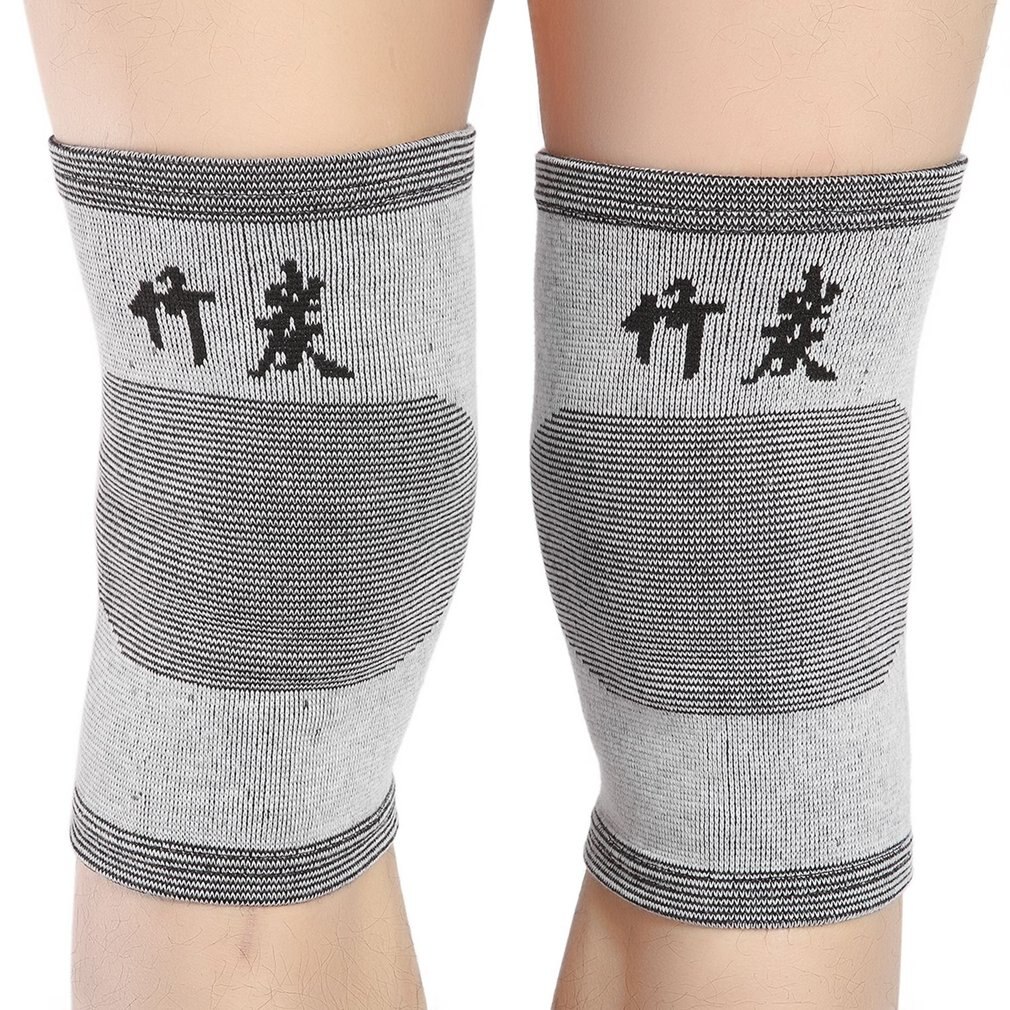 1 Paar Knie Warm Brace Been Artritis Injury Gym Mouwen Elastische Bandage Knie Pad Houtskool Gebreide Witte Riem Grijs