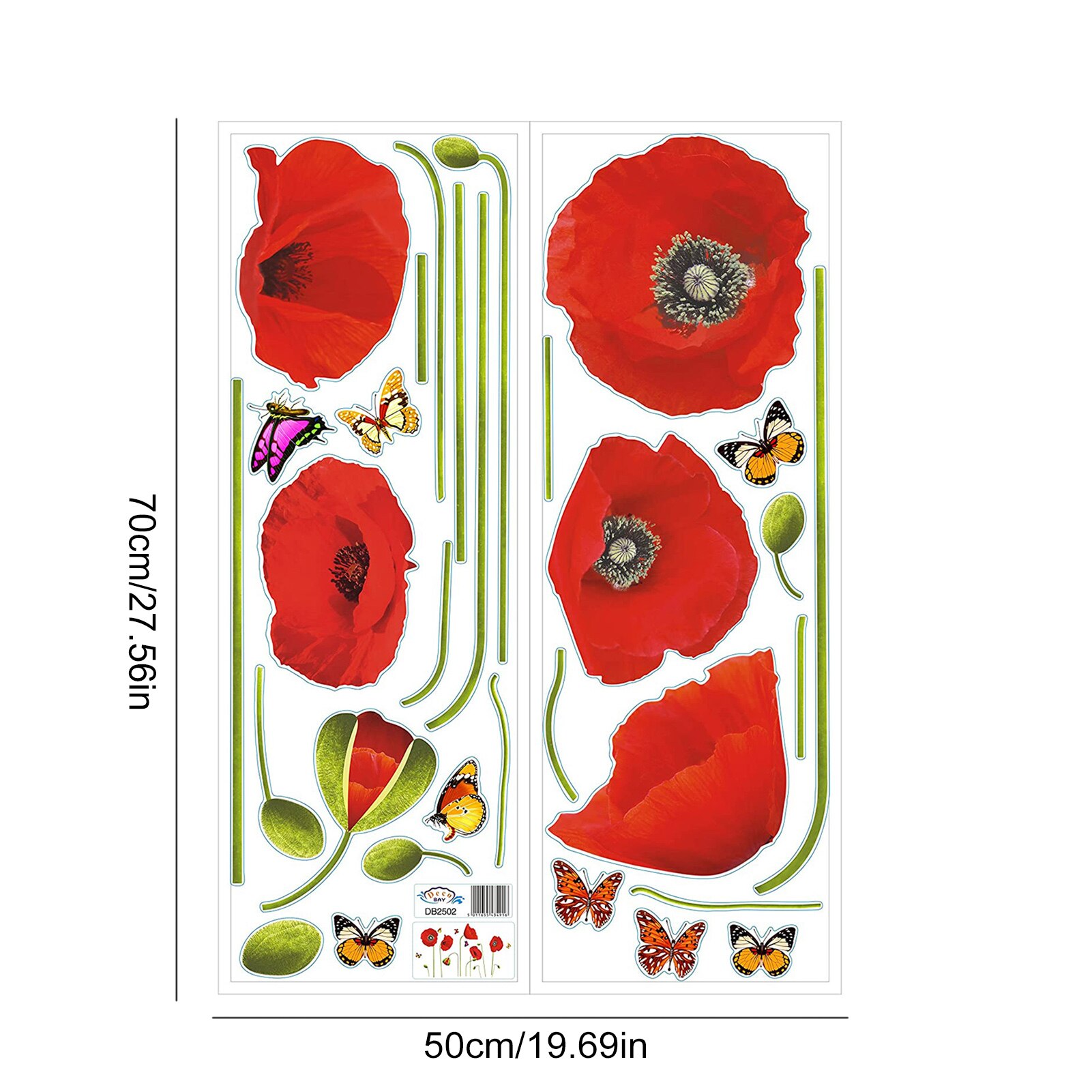 Poppies Wall Stickers Peel And Stick Flower Art Decals For Home Decor Room Decoration Bedroom Wall Decoration