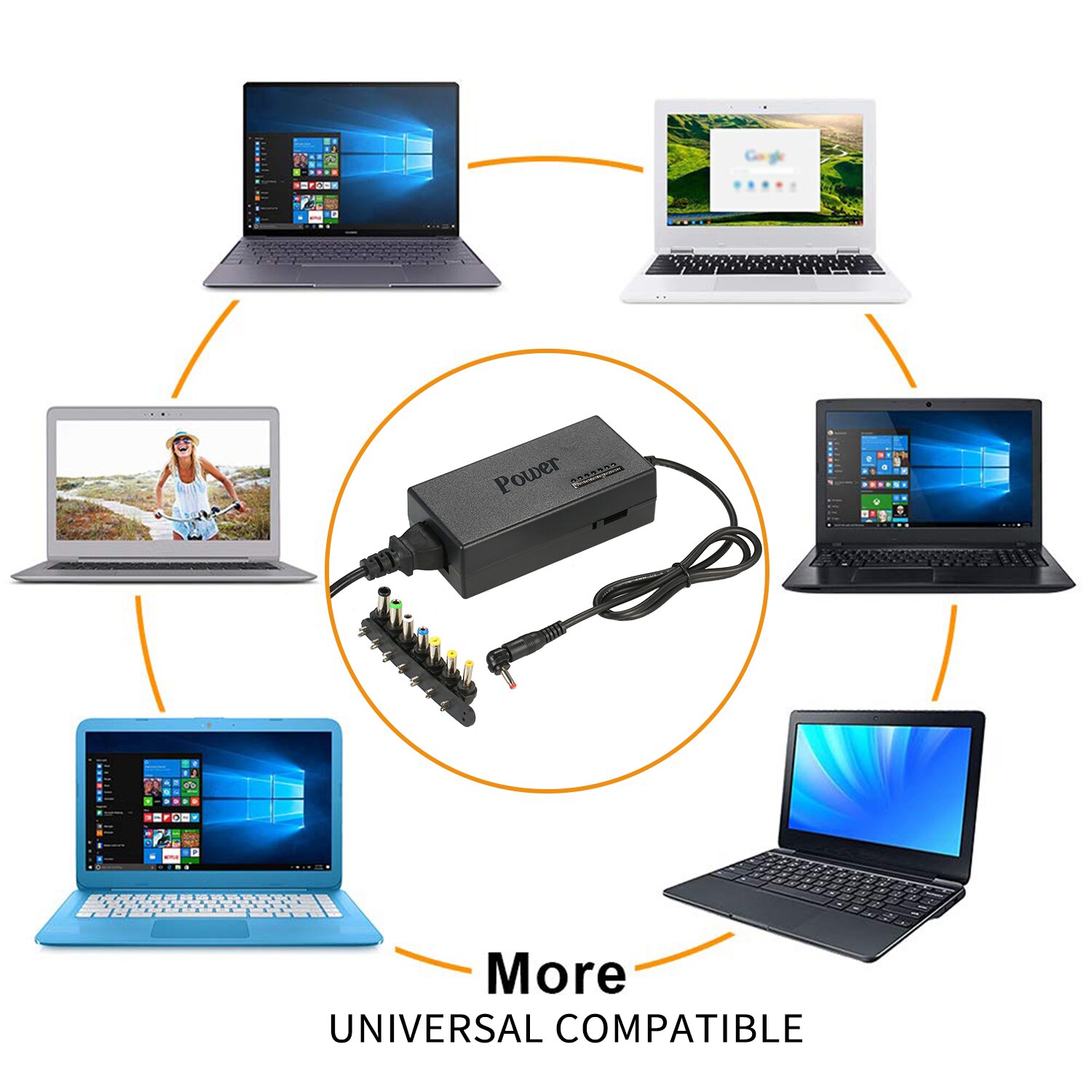 Dc 12v-24v 4-4.5a 96w bærbar universel justerbar strømadapteroplader til forskellige mærke laptops uk / us / eu-stik