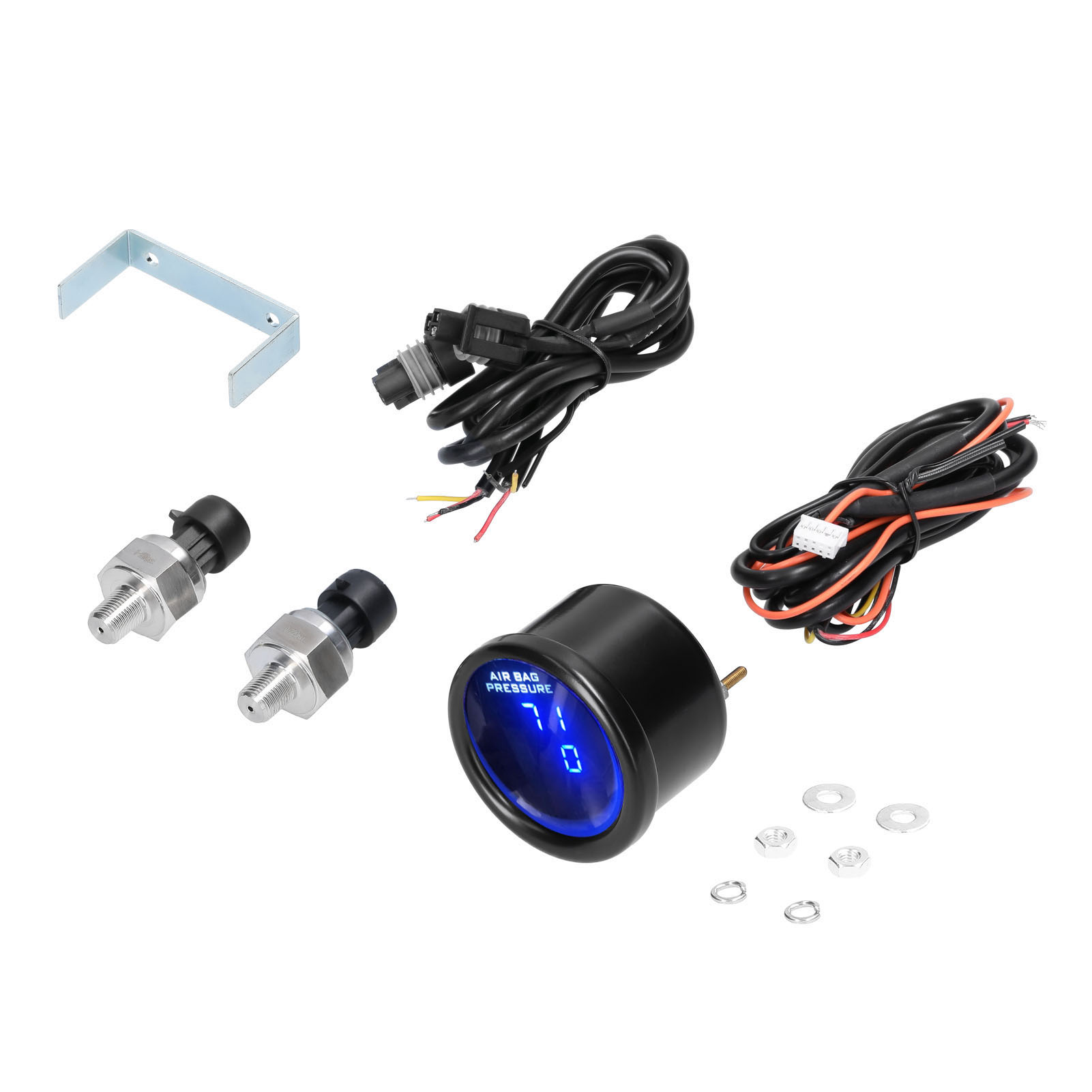 Dual Display Air Pressure Guage with 2pcs 1/8NPT Sensors LED Digital Air Suspension Gauge 0-220PSI