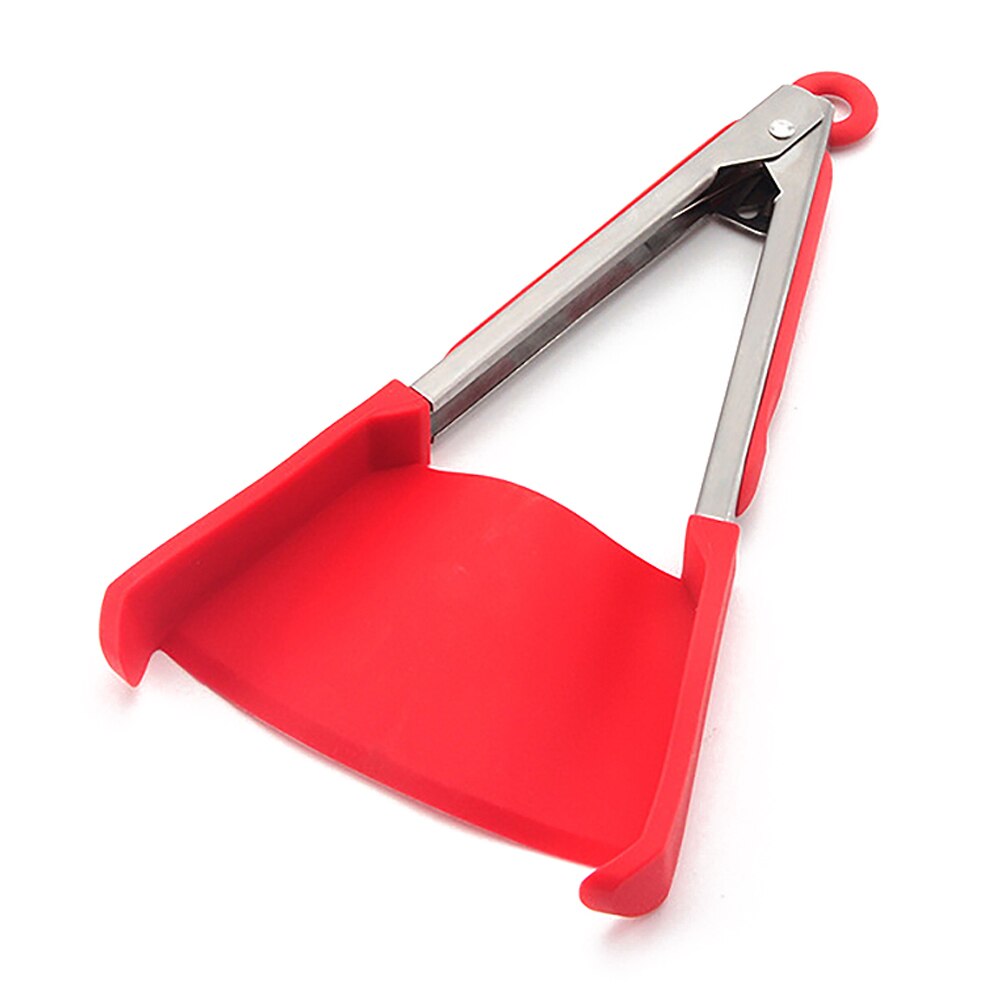 2 In 1 Keuken Spatel En Tang Anti-aanbak Hittebestendige Rvs Frame Silicone Tang Keuken Gadget 9/12 Inch: red 9 inch