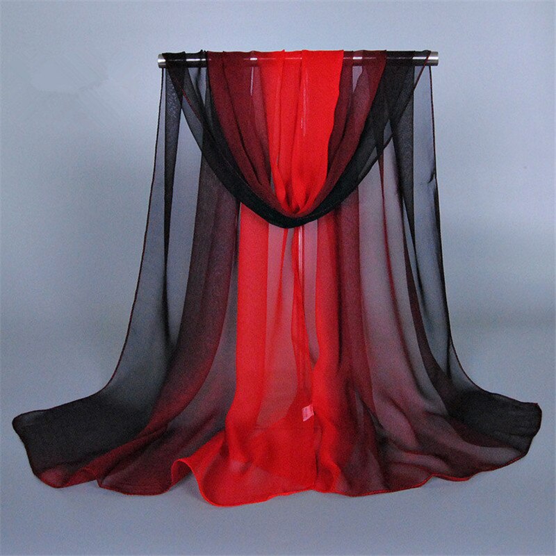 Foulard Hijab en mousseline de soie pour femme musulmane, nouvelle de luxe, châle de couleur dégradée, Poncho, Bandana, à la: 10