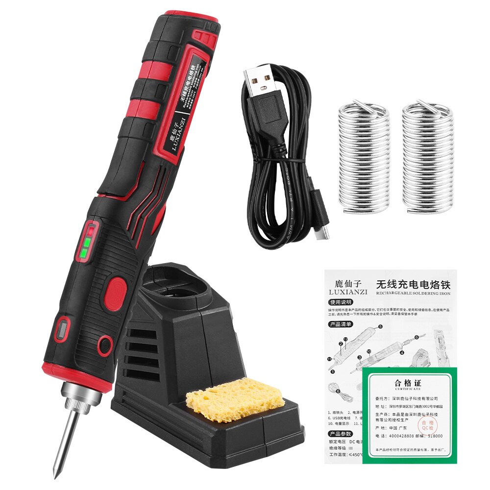 LUXIANZI USB Cordless Soldering Iron Rechargeable Repair Welding Tools Fast Charging Wireless Electric Solder Iron with Light
