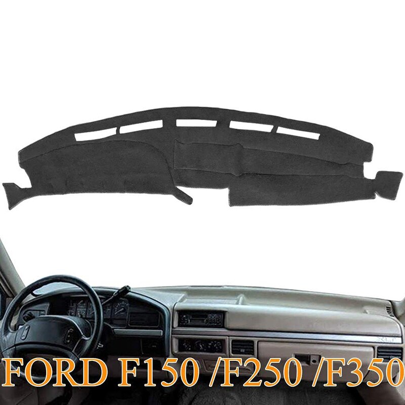 Dashboard Cover Dash Cover Mat Fit for Ford F150 F250 F350 Bronco 1992 1993 1994 1995 1996 (Black) Y73