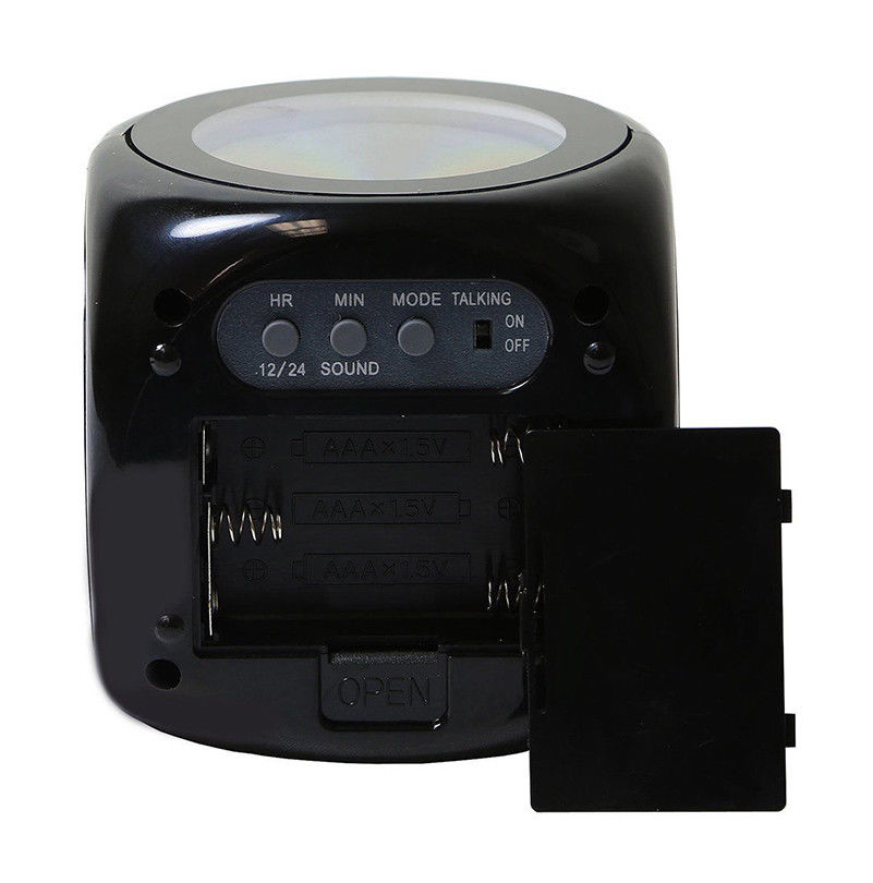 Led digital projeksjon lcd stemme snakkende vekkerklokke tid temperatur projektor vekkerklokke med tidsprojeksjon svart/hvitt