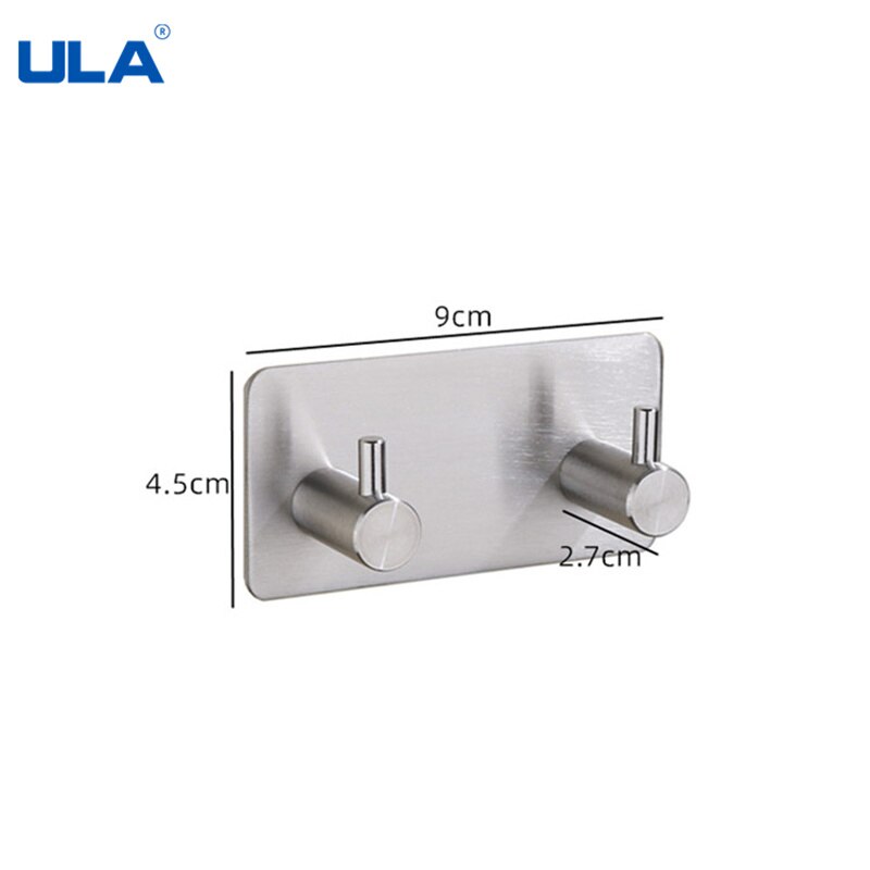 ULA Stainless Steel Holder Hook 3M Sticker Adhesive 1pc Door Clothes Coat Hat Hanger Hanger Towel Clothes Robe Rack Free Punch
