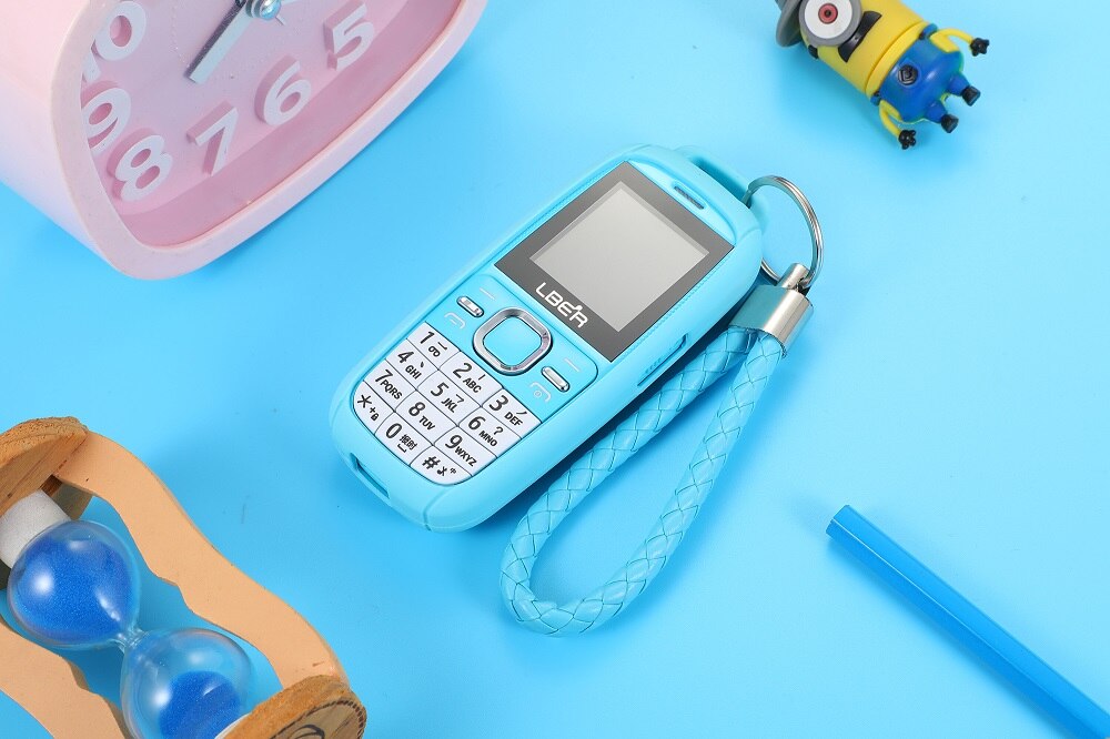 Bar Lovely Cartoon Pocket Small Mobile Phone Student Children No Camera Bluetooth Torch Mini Cute CellPhone Free Case: add 16G TF card / Blue