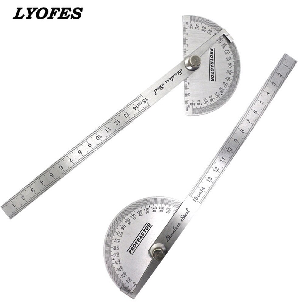 Stainless Steel Protractor Round Head Rotary Angle Rule metal Arm Ruler Adjustable Multifunction Mathematics Measuring Tool