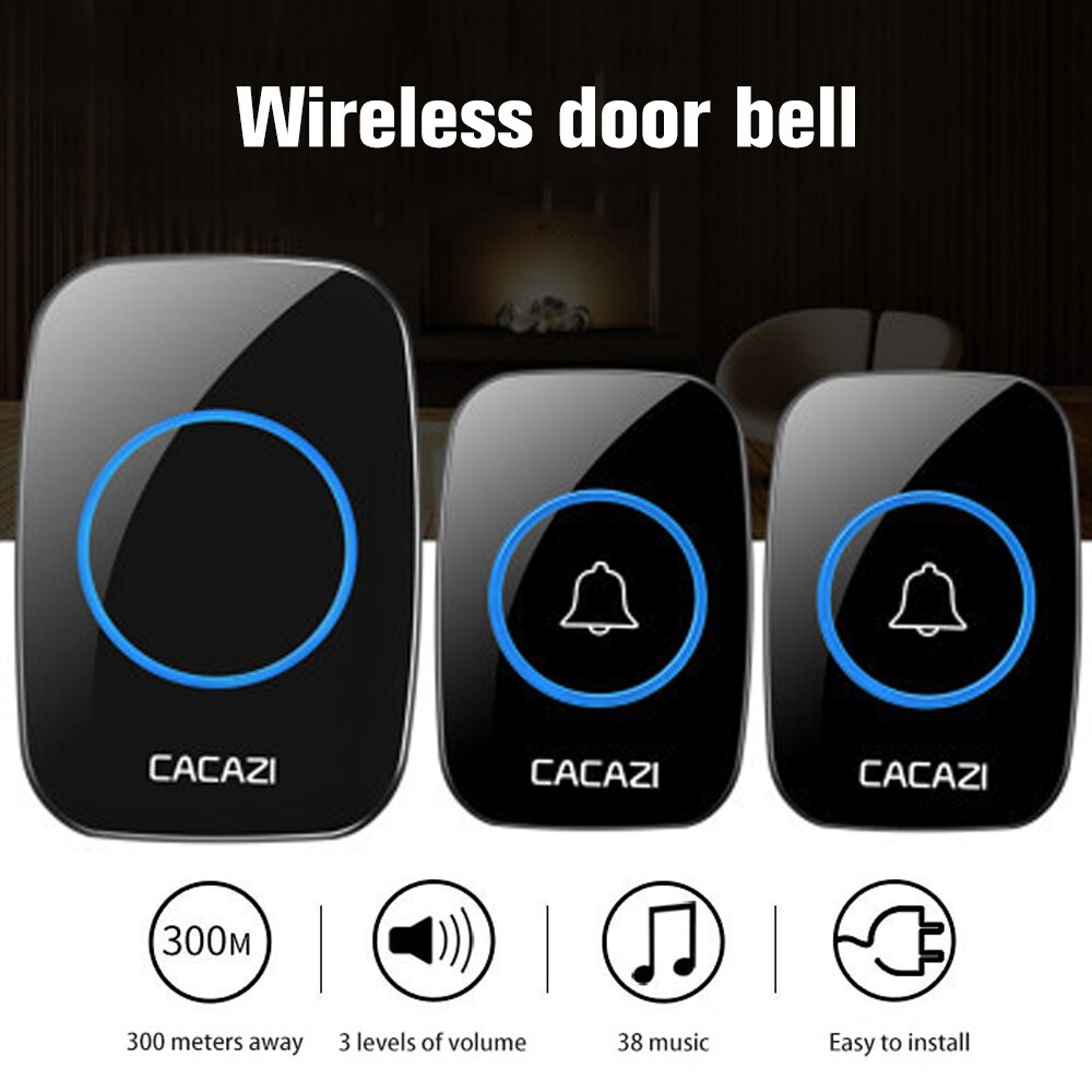 Home Wireless Doorbell Smart Calling Bell Waterproof 300M Remote Battery Button 60 Chimes 5 Volume Intelligent Door Bell Chime