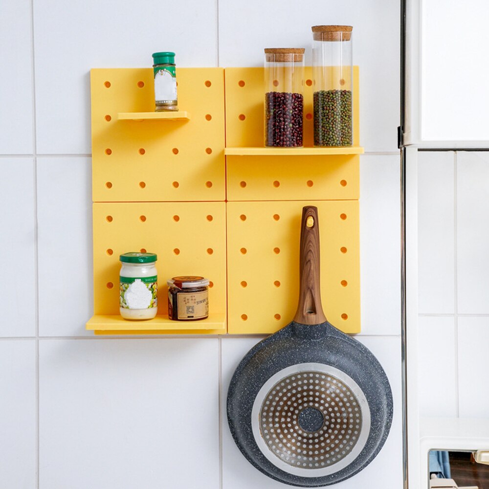 Floating Shelves Wall Mount Shelf Pegboard Organizer Storage Racks Plastic Decorative DIY for Living Room Kitchen Bathroom