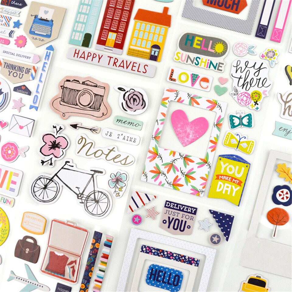 Reisthema drielaags karton papieren stickers kits stansen voor doe-het-zelf scrapbooking junk journal album sticker kaart maken  s074