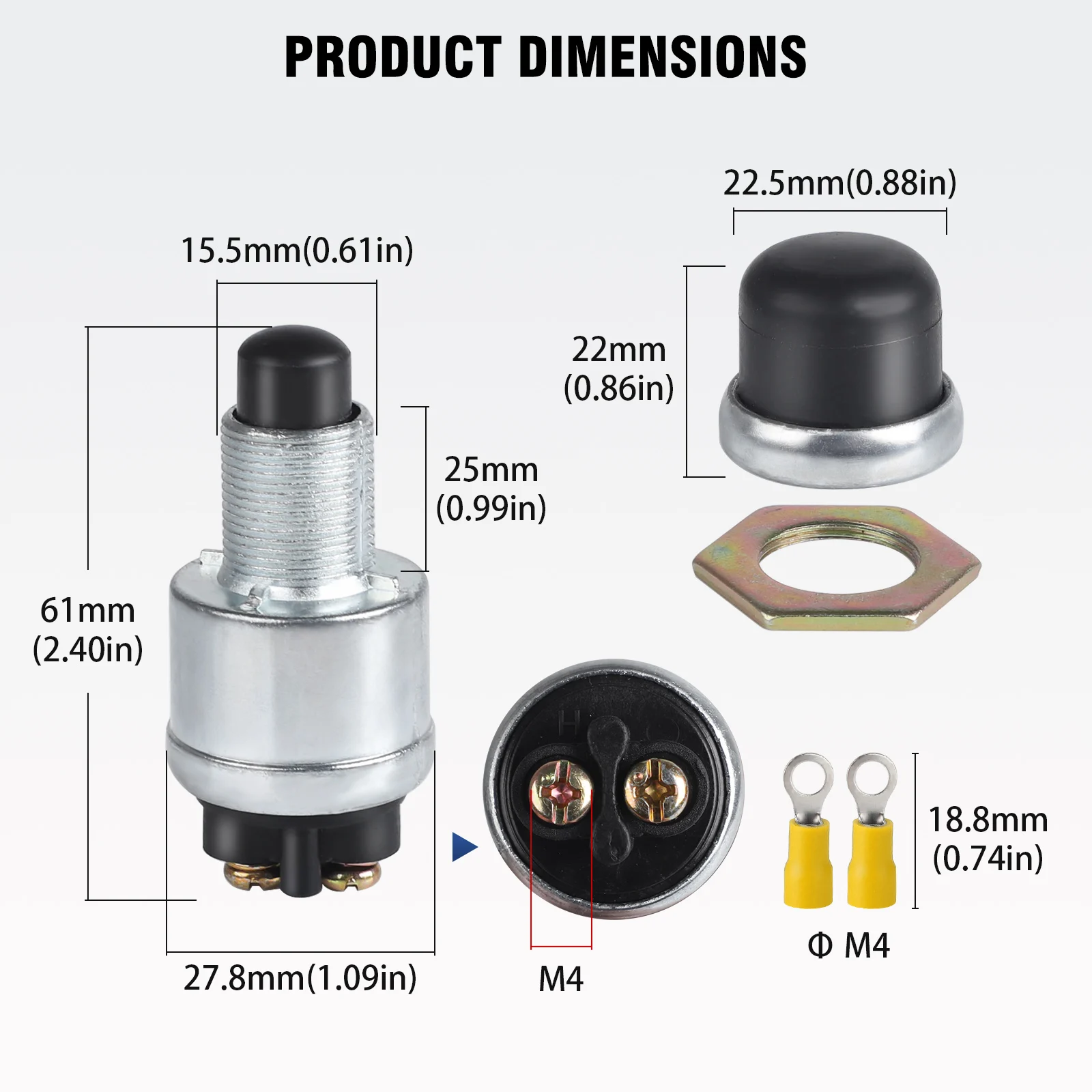 CNSPEED Push Button Starter Switch 12V-24V Waterproof Push Button Ignition Start Switch 60A Heavy Duty for Car Truck Boat