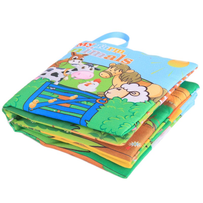 10 pagina's speelgoed voor baby's, vroege ontwikkeling, stoffen boeken, kleurrijk educatief activiteitenboek: Mijn boerderijdier