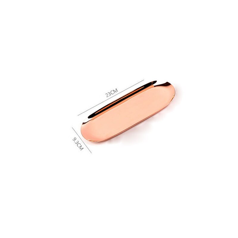 Style nordique ovale bijoux stockage plateau de service plateau en acier inoxydable plateau de nourriture stockage en métal or décoration organisateur de la maison: Rose gold large