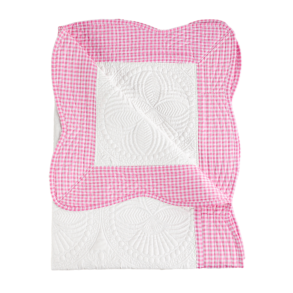 Cotton baby quilt monogrammed embossed patchwork embossed scalloped blanket for children four seasons: Orange