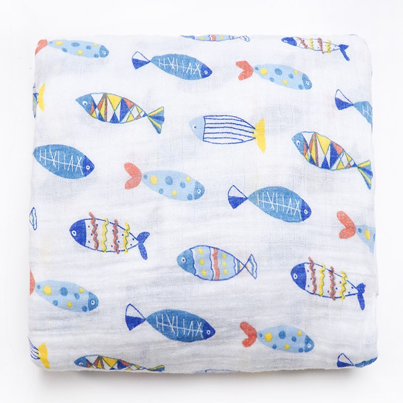 Muslinlife 1 Pc 100% Cotton Baby Swaddles Soft Breathable Blankets Style Gauze infant wrap Newborn Baby Receiving Blanket: colorful fish