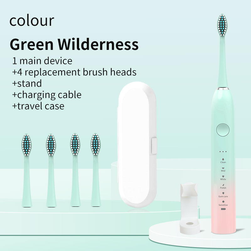 Xiaomi-cepillo de dientes eléctrico ultrasónico, modo de seis velocidades, pelo suave, carga USB, limpiador de dientes impermeable para adultos, juego automático para parejas: Verde