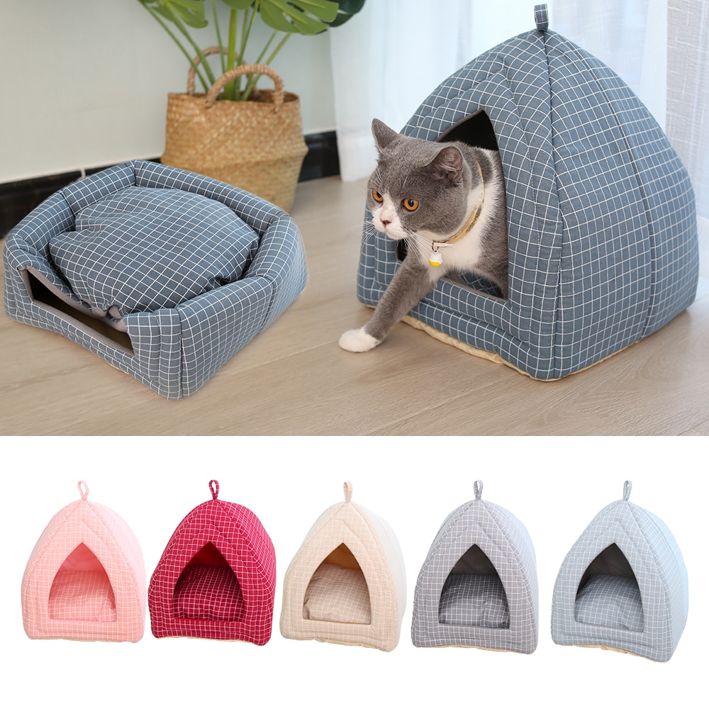 Foldable Fabric Pet Dog Cat Bed Soft Cone Shape Cat Pet Cat House Warm Sleeping Nest For Cat Washable Cute Pet Supplies#9