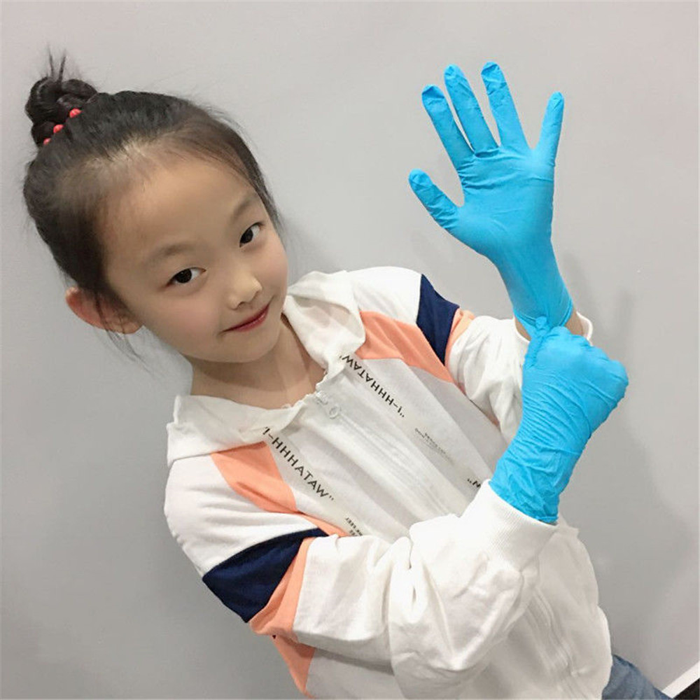 Lateefah 100PCS Kinder Einweg Nitril Handschuhe Gesundheit Schutz Gummi PVC Kinder Handschuhe Kind Haushalts