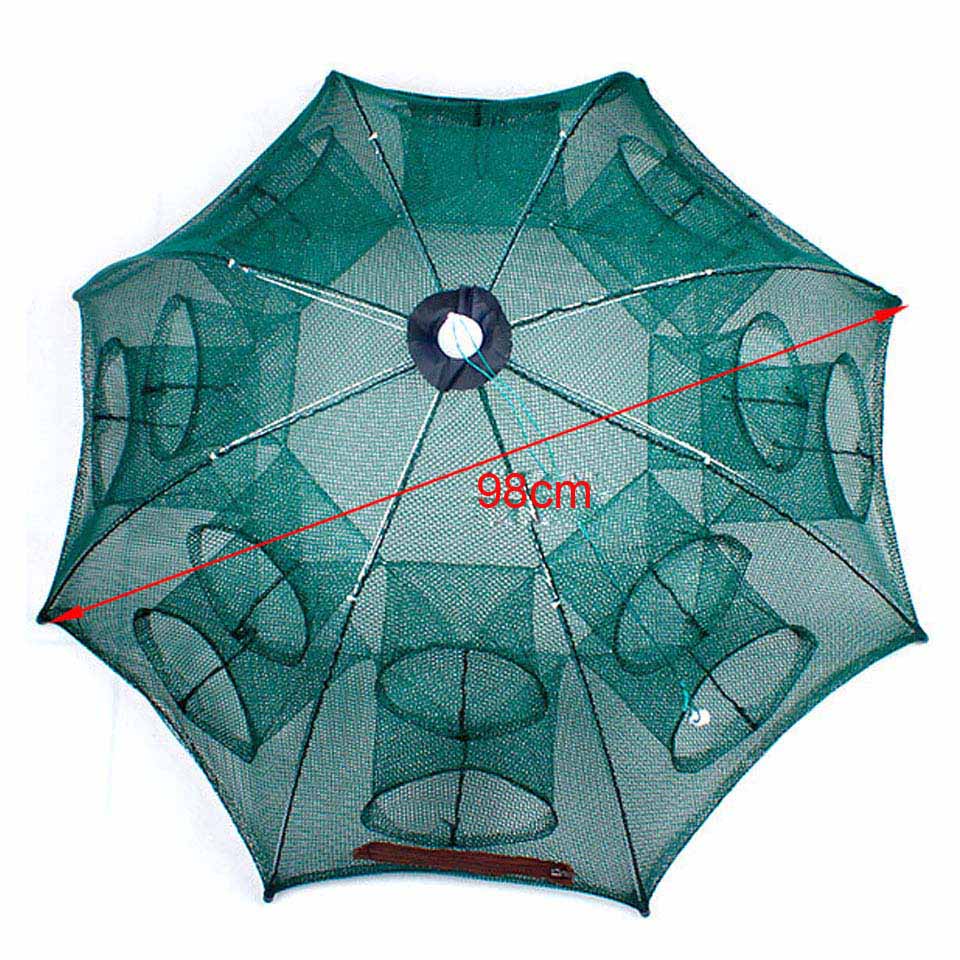 Folded Portable Hexagon 4/6/8/12/16 Hole Automatic Fishing Shrimp Trap Fishing Net Fish Shrimp Minnow Crab Baits Cast Mesh Trap: 16 Hole