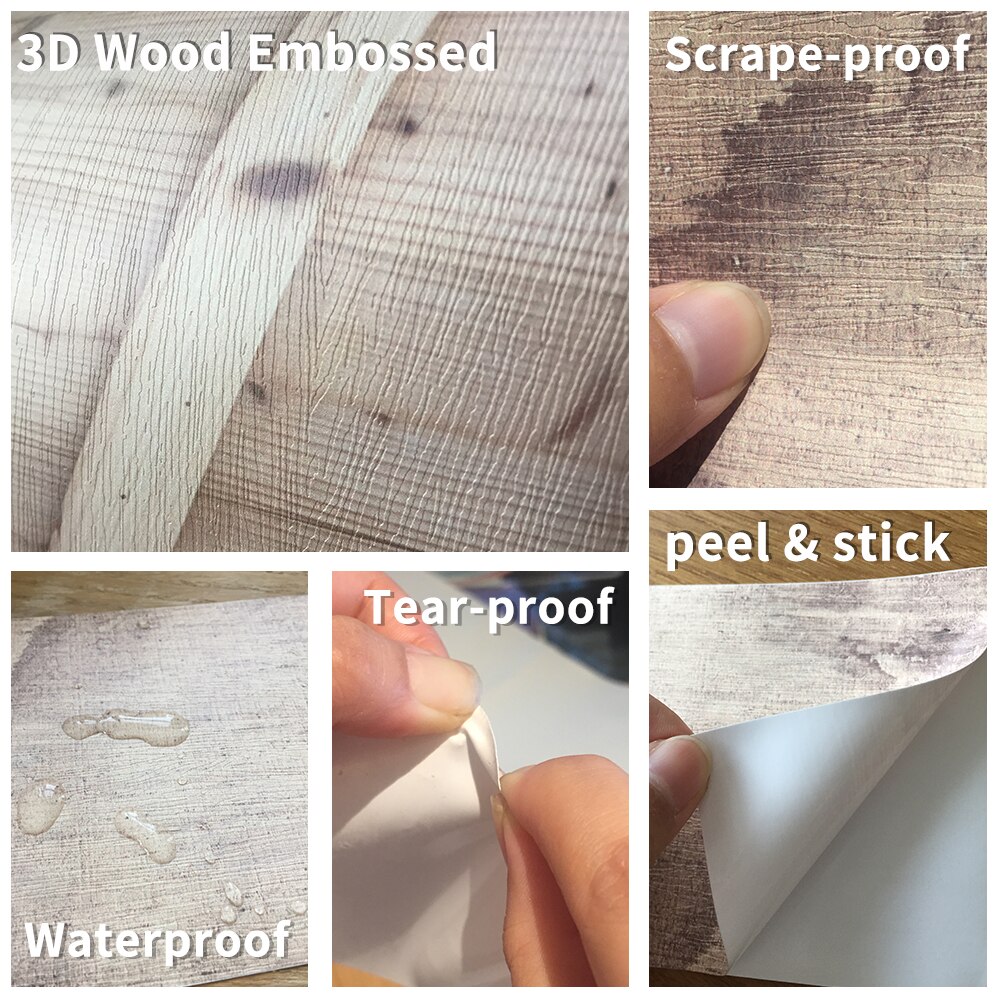 3D grano de madera repujado PVC antigua puerta de madera pegatina adhesivo decoración del hogar papel pintado impermeable a prueba de rasgaduras póster de pared mural calcomanías