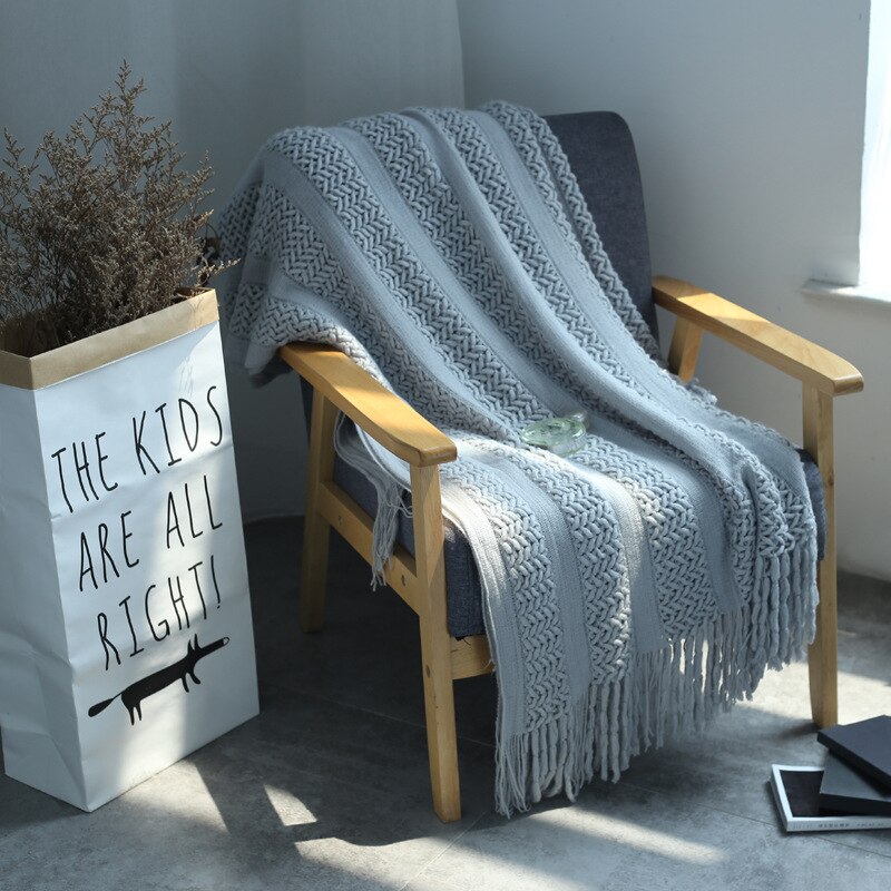 Sofa Werfen Faden Gestrickt Decke Bettdecke auf sterben Bett Sofa Gelb Plaid Streifen Reise TV Nickerchen Decken Sanft Heimat Dekor wandteppich: See Grün A