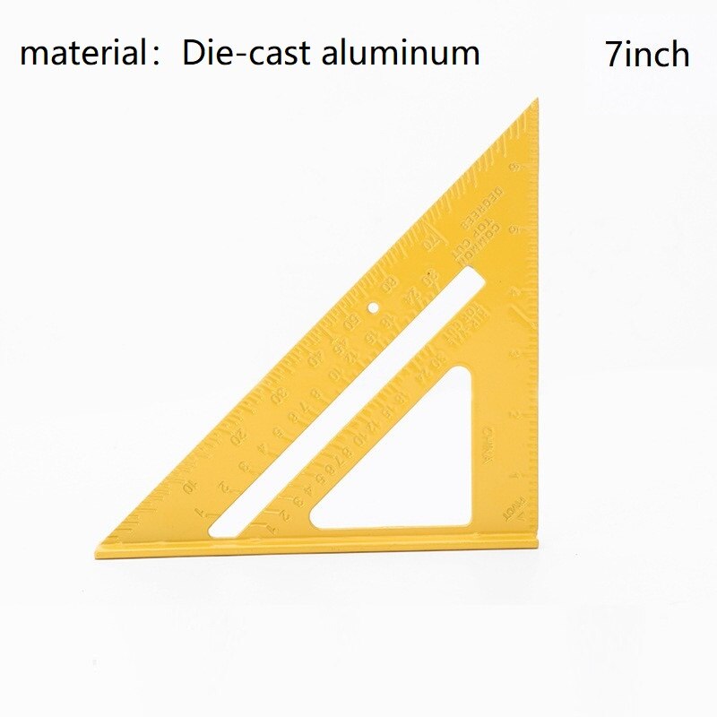 7 "Grote Vierkante Aluminium Hoek Meten Snelheid Dikker Meten Heerser Mijter Voor Timmerman Houtbewerking: aluminum yellow